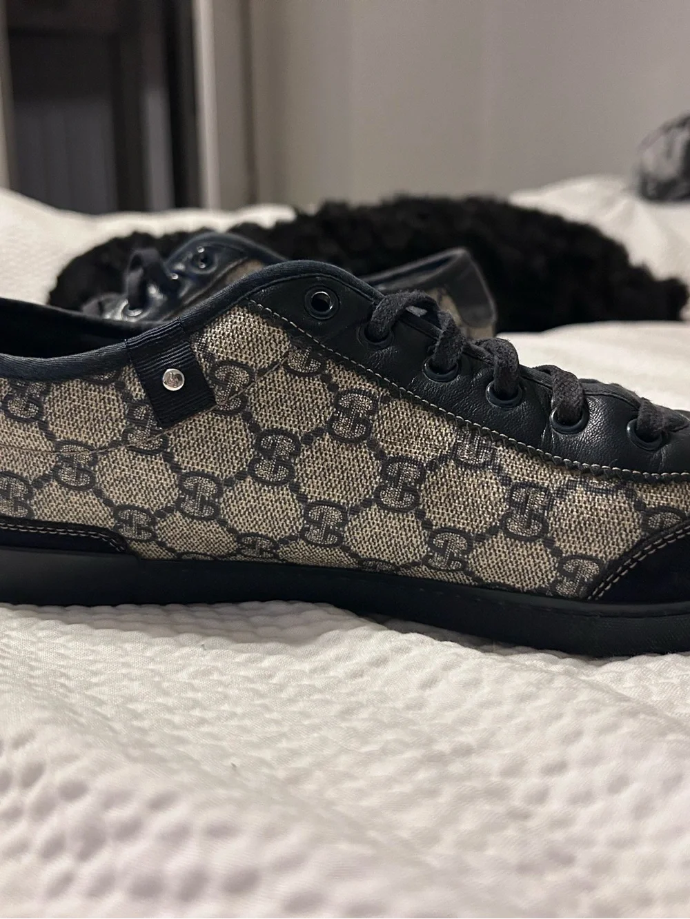 Gucci Men’s Black & Gray GG Canvas Low-Top Sneakers